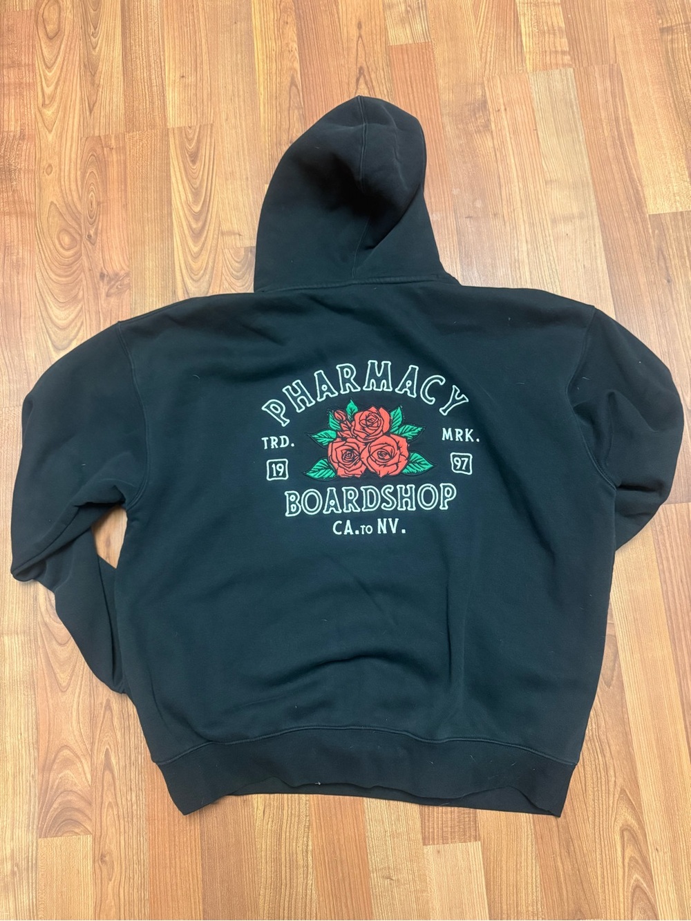 Pharmacy Black Hoodie with Branded Neck Label